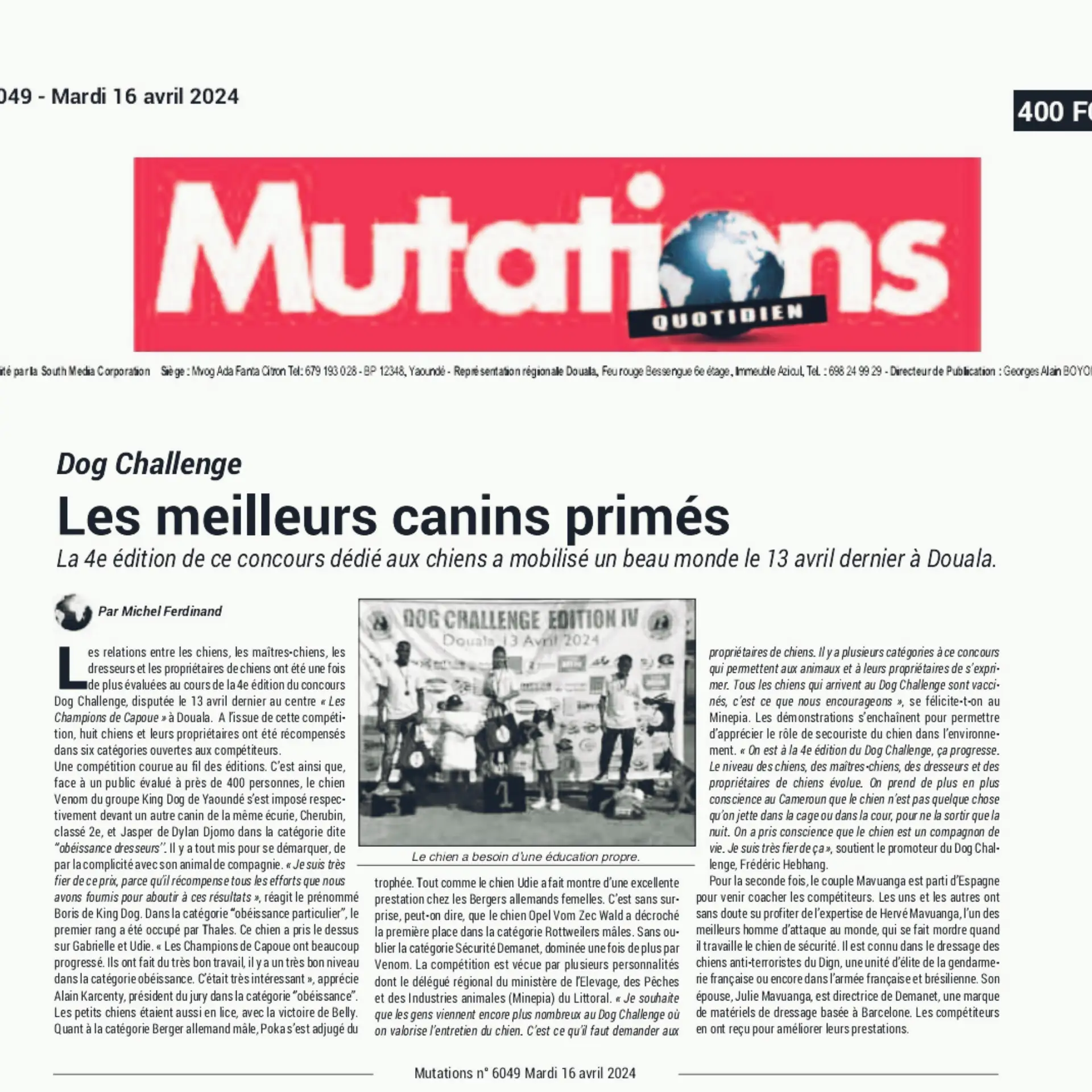 (Mutations) Les meilleurs canins primés