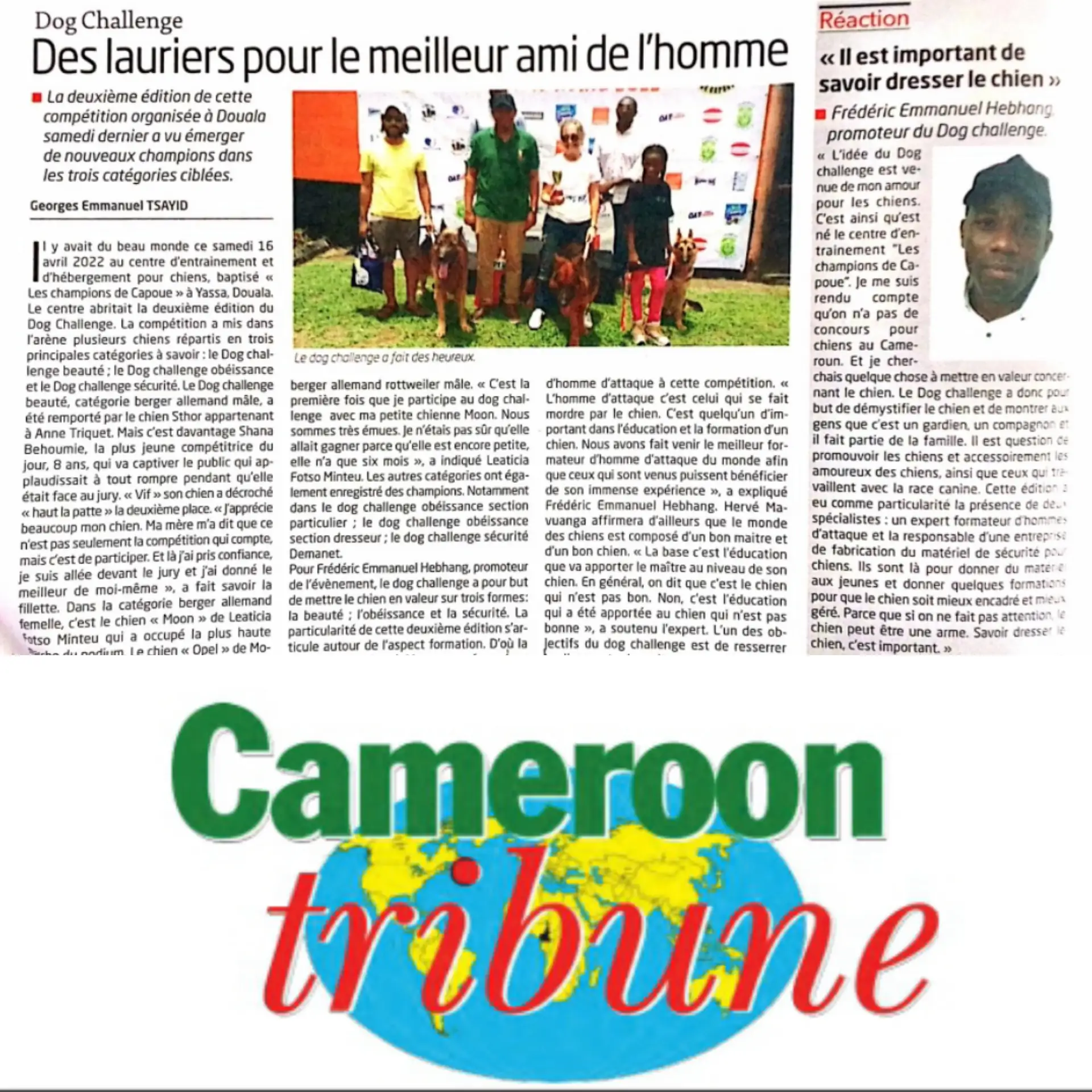 (Cameroun Tribune) Des Lauriers Pour Le Meilleur Amis De l&rsquo;Homme
